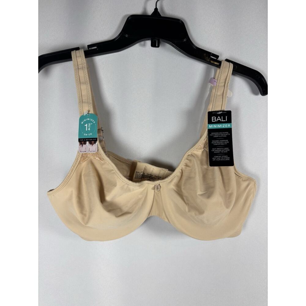 Bali Bra Size 38D Underwire Satin Soft Cup Adjustable Strap Style 3385 LT Beige